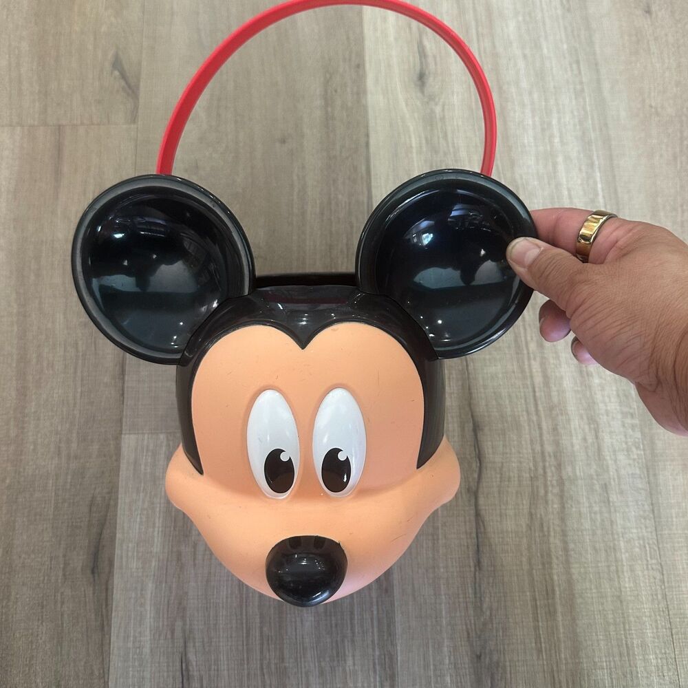 VTG PTI Mickey Mouse Head Pail Bucket Halloween Candy Easter Basket Disney